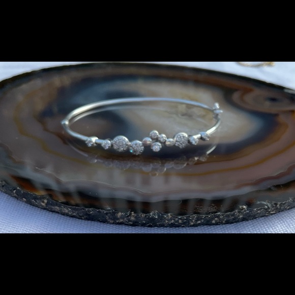 Silver cubic zirconia bangle cz bracelet gemstone new - Picture 2 of 7